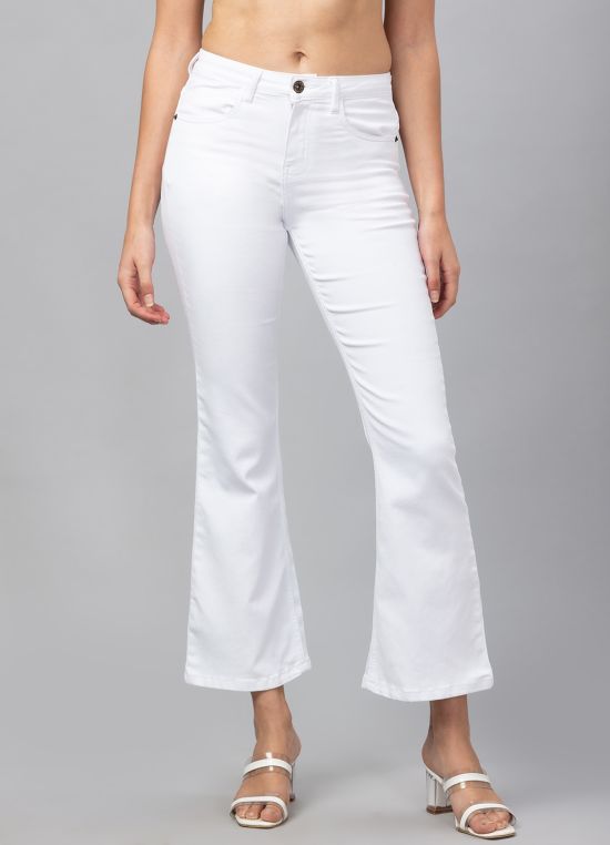 Globus Women White High-Rise Stretchable Bootcut Jeans