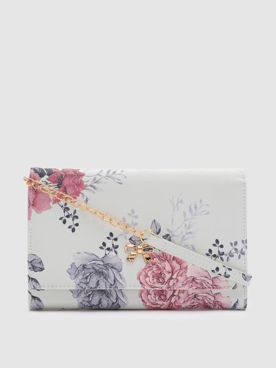 Globus Blue Printed PU Envelope Wallet with Bow Detail