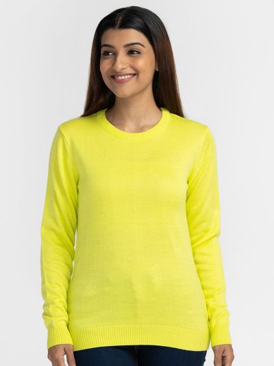 Globus Green Solid Pullover Sweater