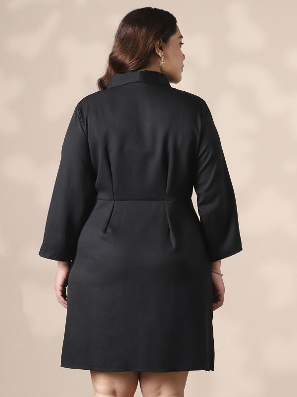 Globus Gloplus Women Black Shawl Lapel Plus Size Mini Workwear Blazer Dress Dubai