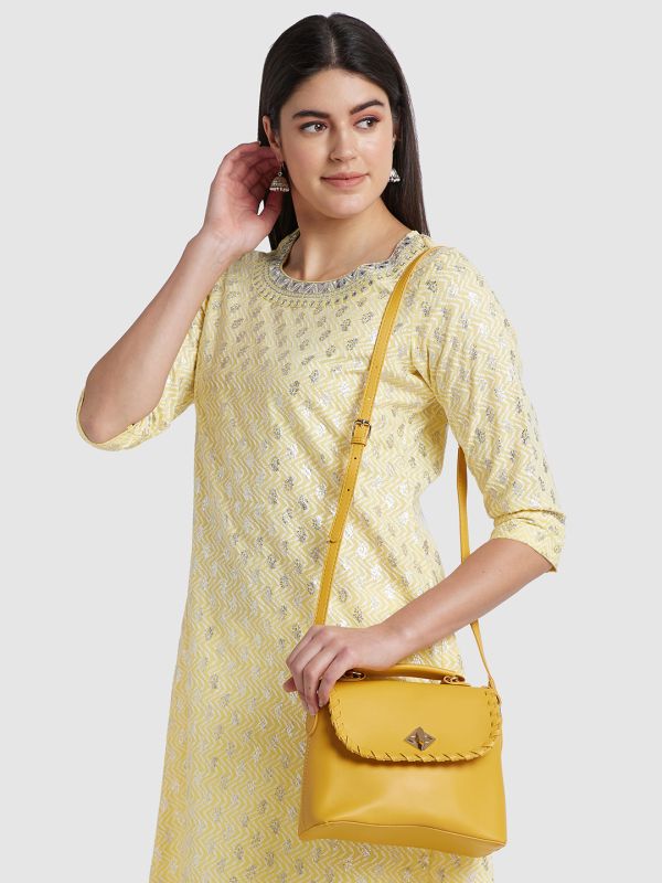 Globus Women Mustard Solid Sling Bag