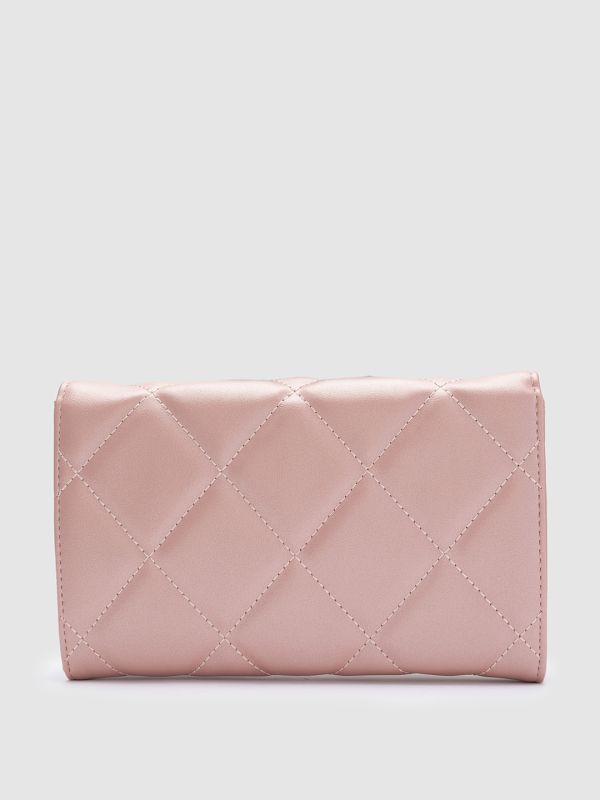 Globus Rose Gold Textured PU Envelope Wallet with Bow Detail