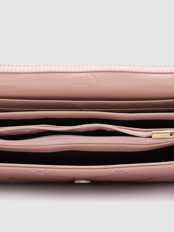 Globus Rose Gold Textured PU Envelope Wallet with Bow Detail