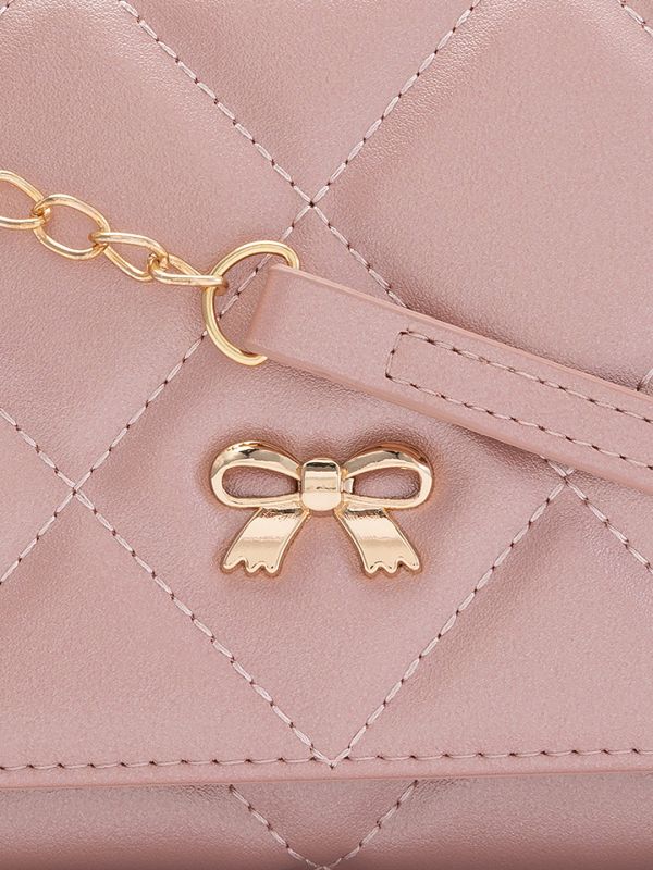 Globus Rose Gold Textured PU Envelope Wallet with Bow Detail