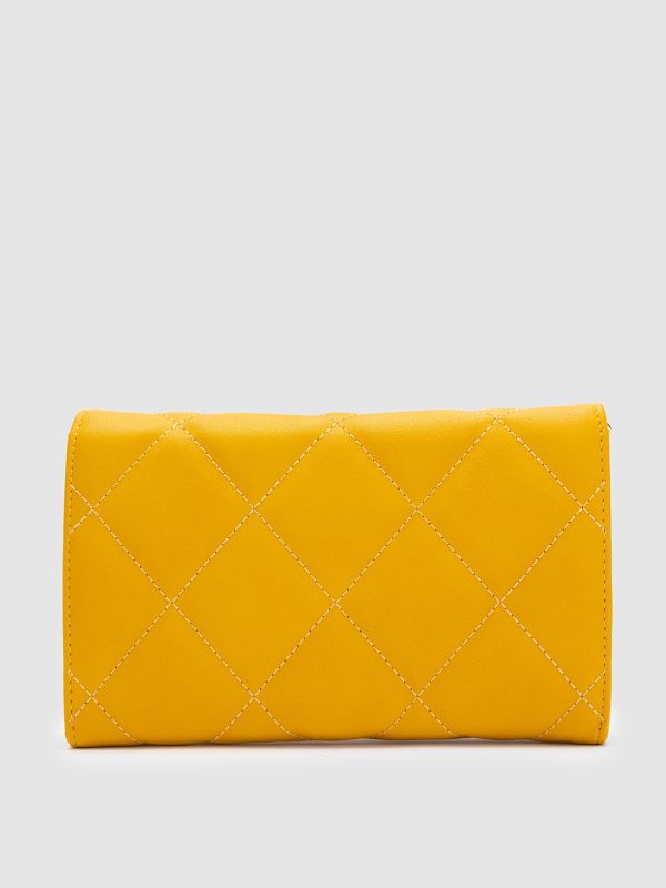 Globus Mustard Textured PU Envelope Wallet with Bow Detail