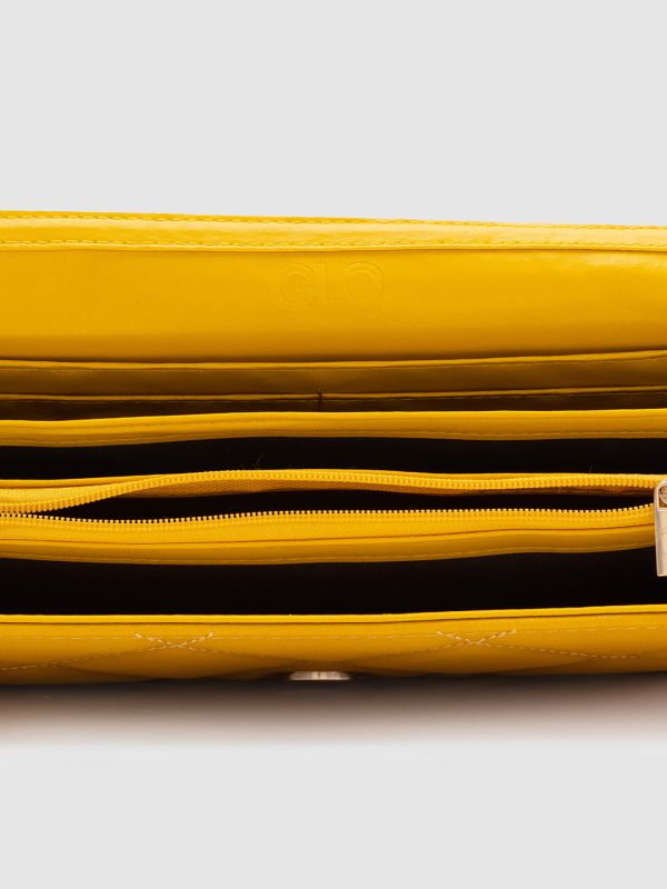 Globus Mustard Textured PU Envelope Wallet with Bow Detail