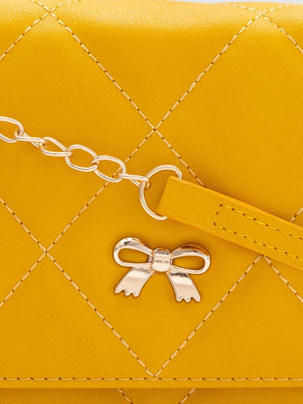 Globus Mustard Textured PU Envelope Wallet with Bow Detail