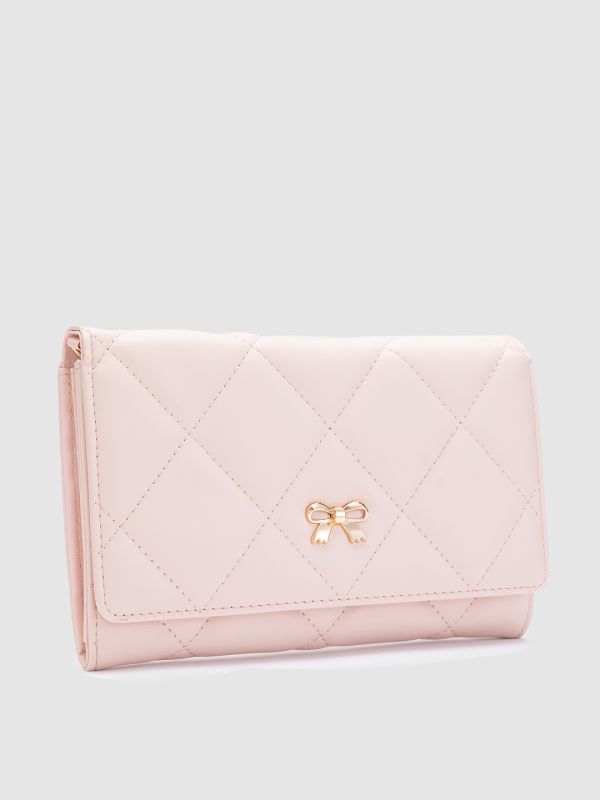 Globus Nude Textured PU Envelope Wallet with Bow Detail