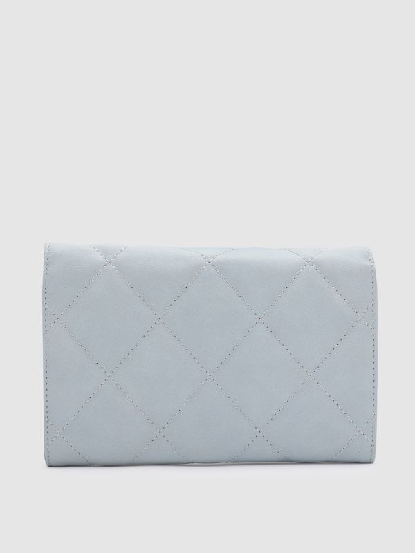 Globus Blue Textured PU Envelope Wallet with Bow Detail