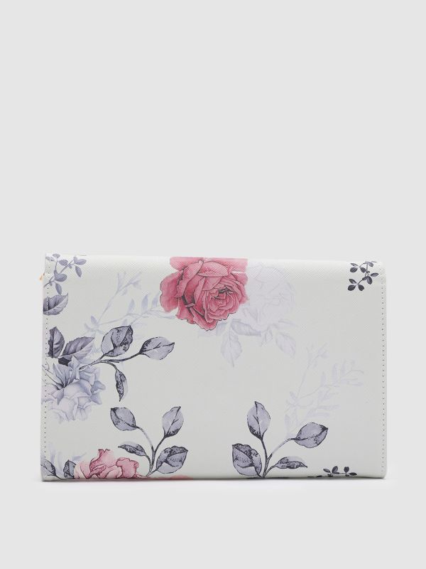 Globus Blue Printed PU Envelope Wallet with Bow Detail