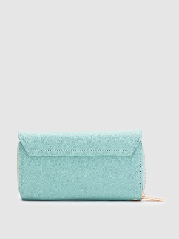 Globus Green Solid PU Envelope Wallet with Bow Detail