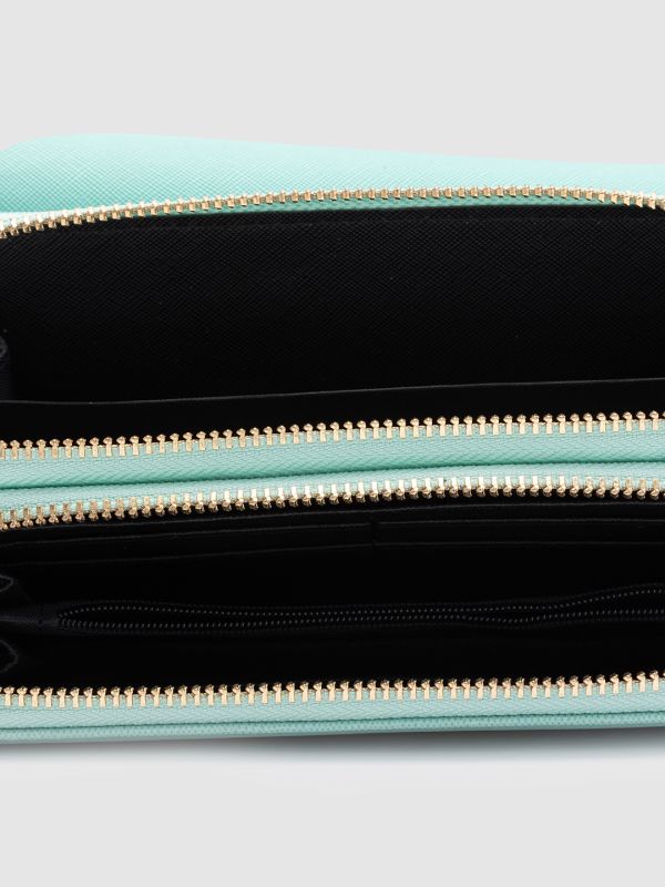 Globus Green Solid PU Envelope Wallet with Bow Detail