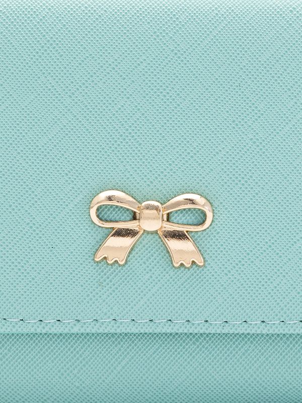 Globus Green Solid PU Envelope Wallet with Bow Detail