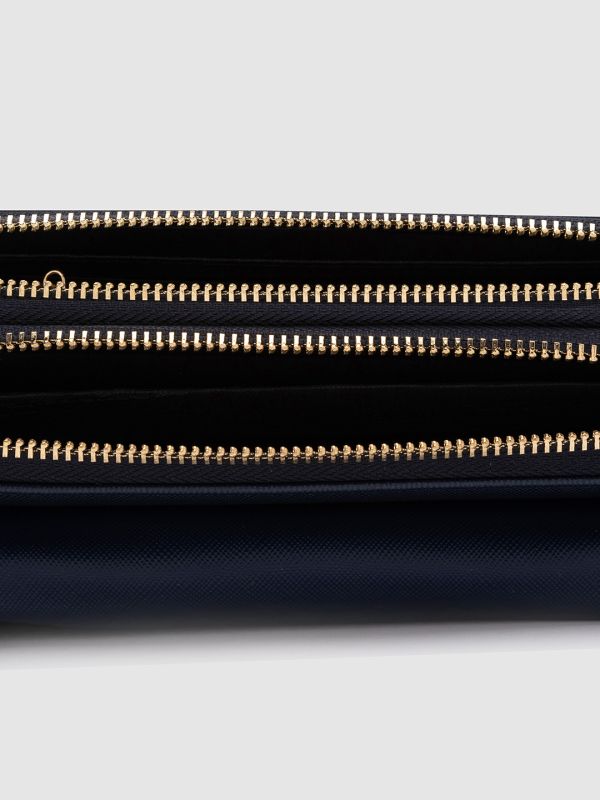 Globus Navy Blue Solid PU Envelope Wallet with Bow Detail