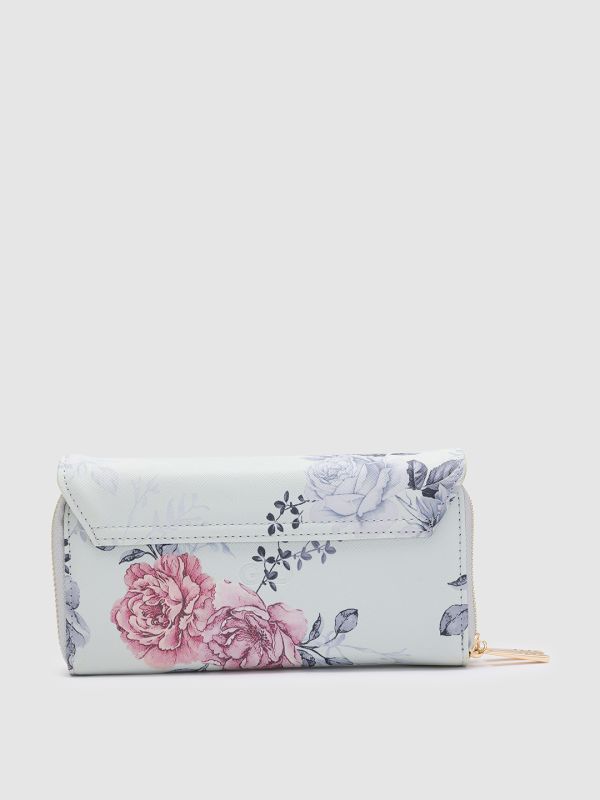 Globus Green Printed PU Envelope Wallet with Bow Detail