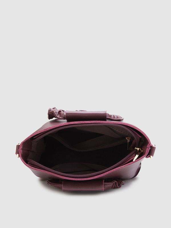 Globus Women Maroon Solid Sling Bag