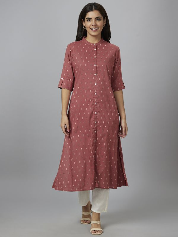 Globus Women Red Printed A-Line Kurta