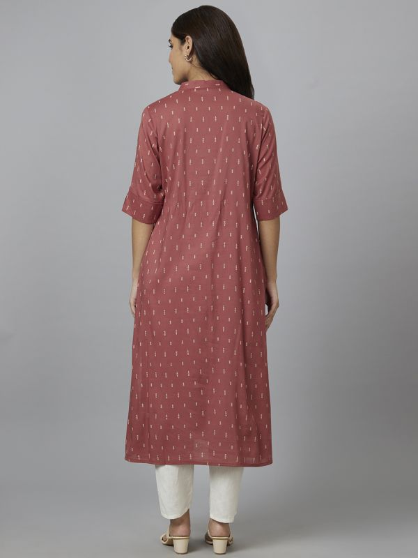 Globus Women Red Printed A-Line Kurta