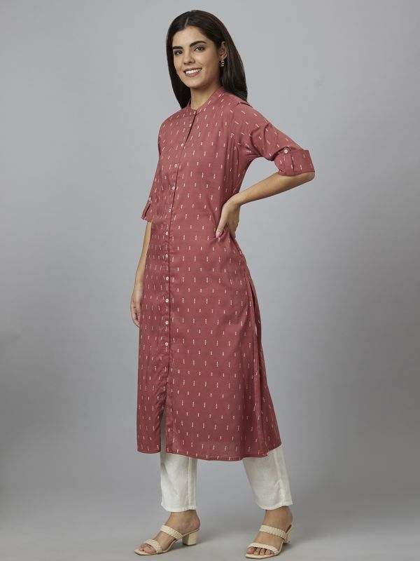 Globus Women Red Printed A-Line Kurta