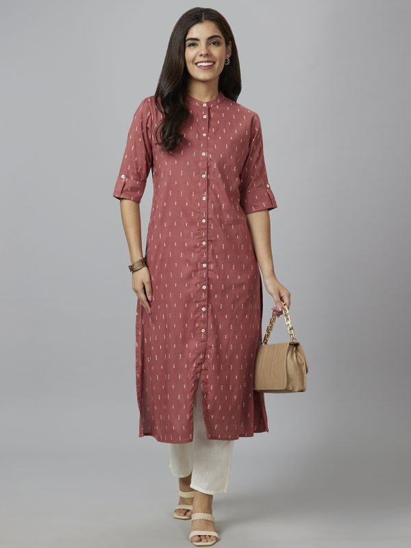 Globus Women Red Printed A-Line Kurta