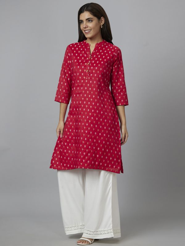 Globus Women Red Printed Straight Kurta