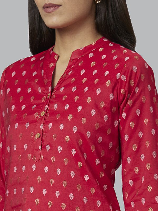 Globus Women Red Printed Straight Kurta