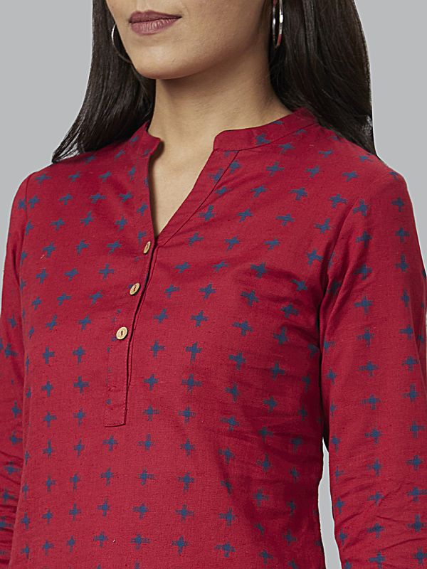 Globus Women Red Printed Straight Kurta