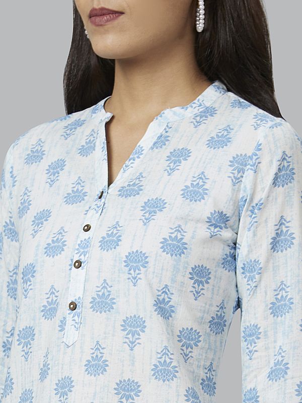 Globus Women White Printed Straight Kurta