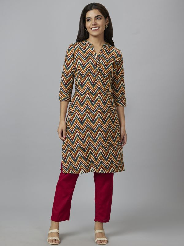 Globus Women Multi Printed Straight Kurta