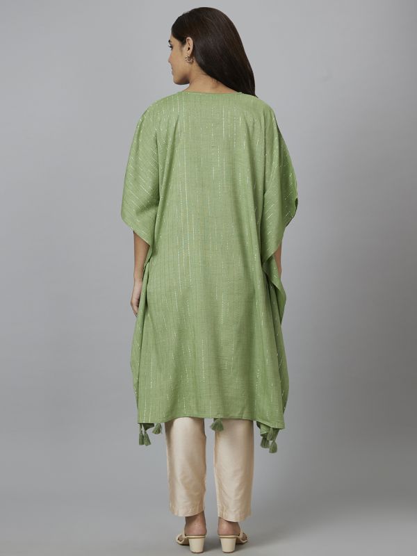 Globus Women Green Embellished Kaftan Kurta