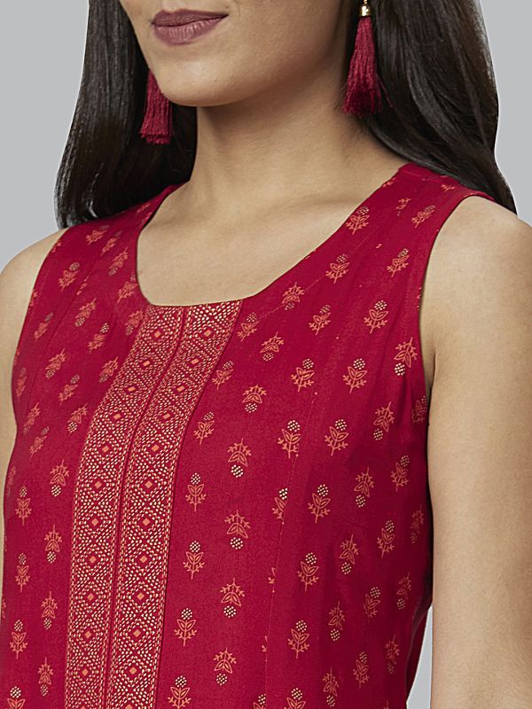 Globus Women Red Printed A-Line Kurta