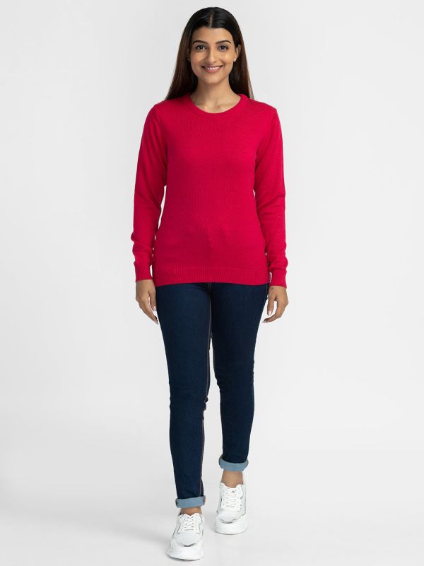 Globus Fuchsia Solid Pullover Sweater