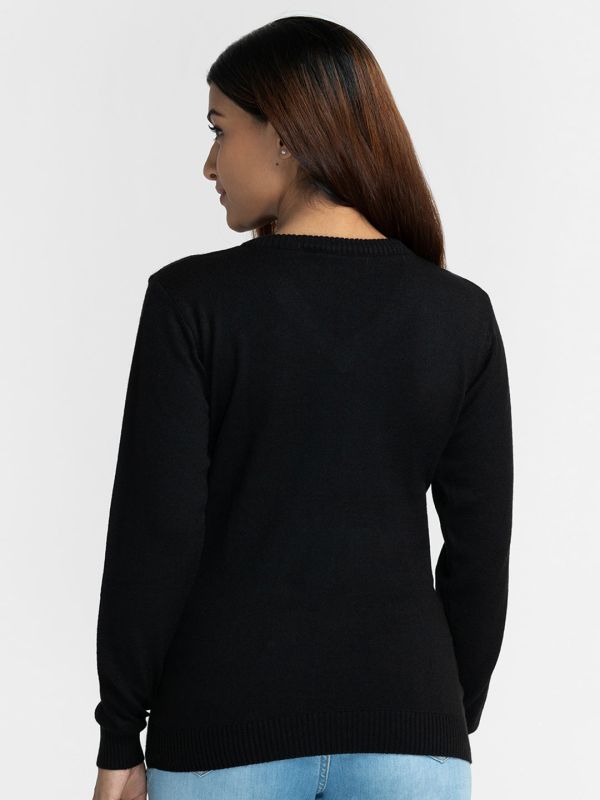 Globus Black Solid Pullover Sweater