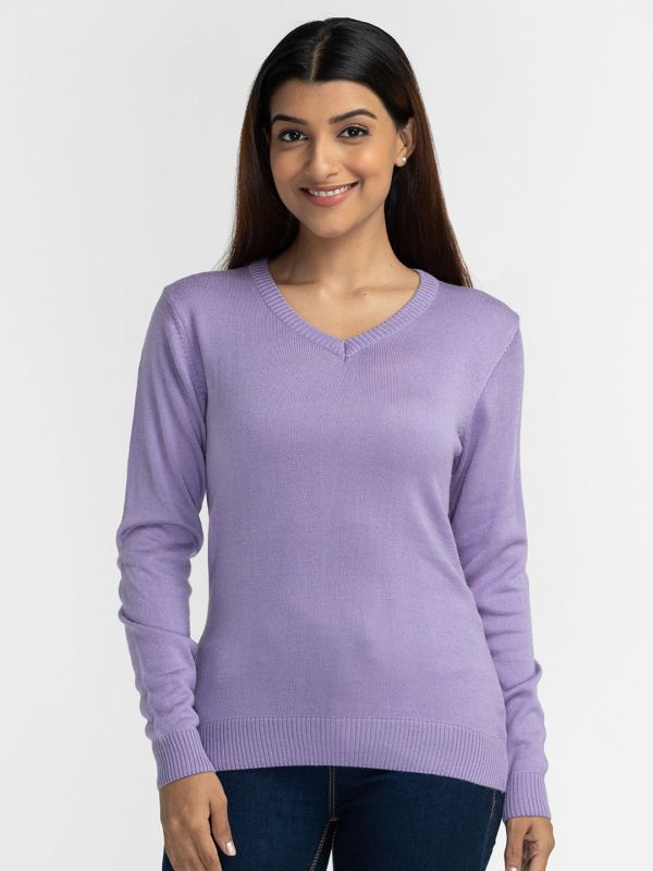 Globus Lavender Solid Pullover Sweater