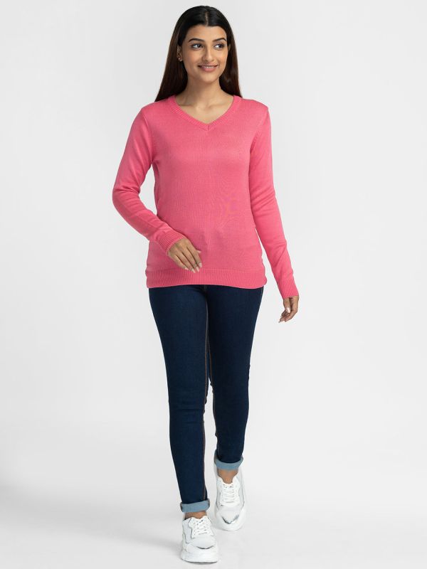 Globus Pink Solid Pullover Sweater