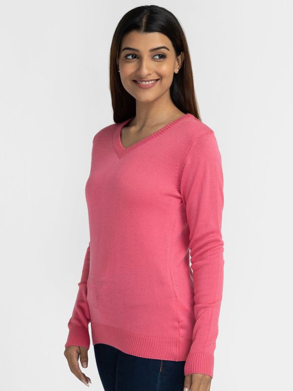 Globus Pink Solid Pullover Sweater