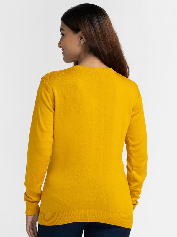 Globus Yellow Solid Pullover Sweater