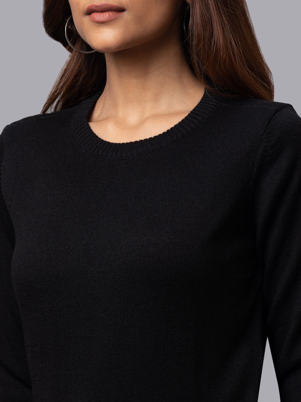 Globus Women Black Solid Pullover Sweater