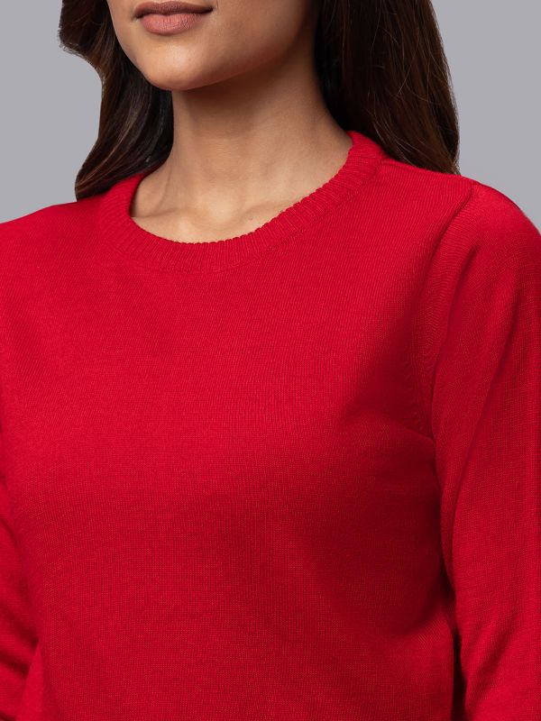 Globus Women Red Solid Pullover Sweater